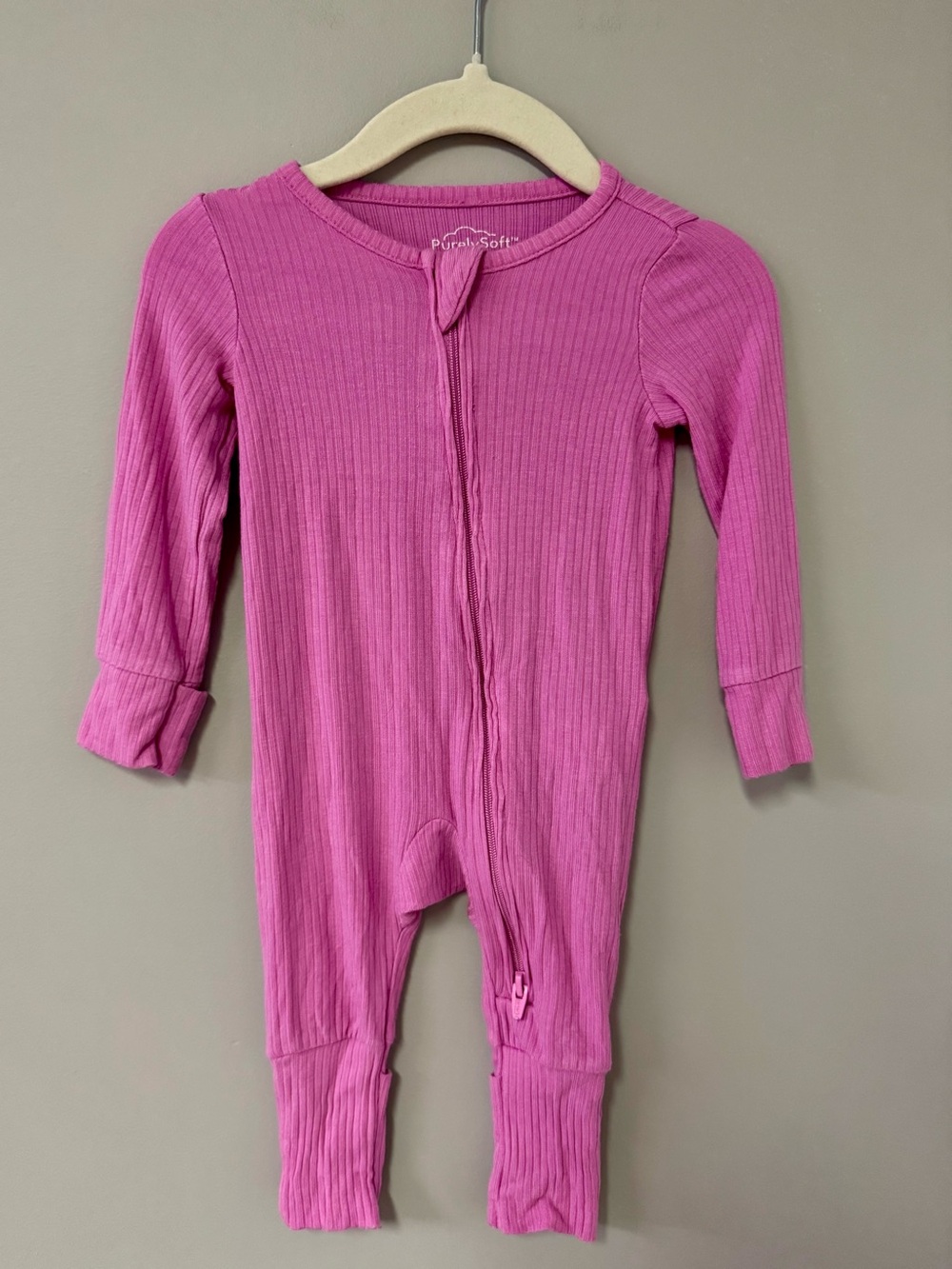 Carter's Pink Ribbed Footed One-Piece